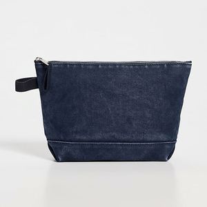 Bolsas de Maquillaje de Lona Azul Marino para Mujer, Personalizables con Logotipo, Portátiles, con Cierre, Organizador de Viaje Ecológico para Artículos de Aseo - Product Image 1