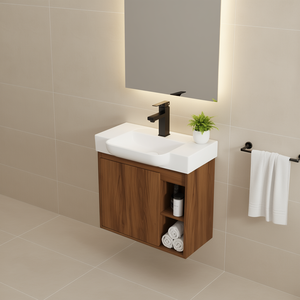 Mueble de Baño con Lavabo de Cerámica de 24 Pulgadas, Montado en la Pared, Puerta con Cierre Suave, Diseño Moderno - Product Image 2