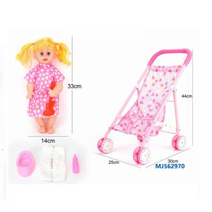Gran oferta 2024, venta al por mayor, <span class=keywords><strong>carrito</strong></span> <span class=keywords><strong>plegable</strong></span>, cochecito de bebé, cochecito de juguete, Material de tablero, muñeca encantadora, cochecito de bebé - Product Image 1
