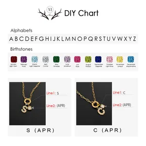 Collana eManco Dropshipping versatile in acciaio inossidabile color oro con ciondolo a forma di lettera e gemma per occasioni casual - Product Image 5