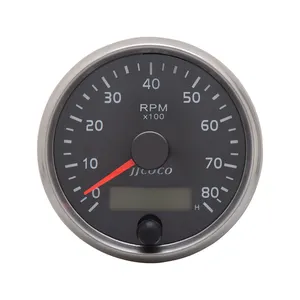 Universele 85Mm Toerenteller 0-8000Rpm 12V/24V Tacho Meter Amber/Wit Licht Rpm gauge Met Lcd Urenteller Voor Auto