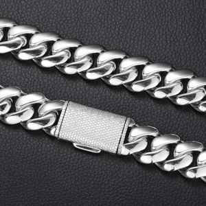 Роскошные ювелирные изделия в стиле хип-хоп 10 мм-22 мм однотонные 925 из стерлингового серебра Муассанит с бриллиантовой пряжкой ожерелье из Майами кубинской цепи - Product Image 5