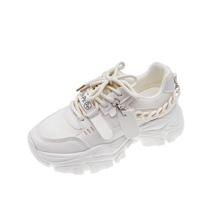 Chaussures à plateforme épaisse, nouvelles chaussures blanches d'été, chaussures à chaîne fine, chaussures rehaussantes - Product Image 1