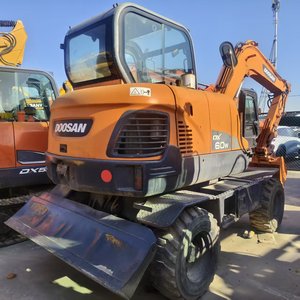 Real Supplier Direct Sale Doosan DX60W Used 2022 <b>Model</b> 6 Ton Wheel Excavator with <b>Engine</b> Gearbox PLC - Product Image 1