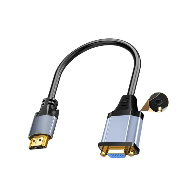 Vergoldetes HDMI-zu-VGA-Verlängerung kabel Audio-Buchse zu Stecker HDtv-Adapter kabel aus Aluminium legierung für TV-Computer