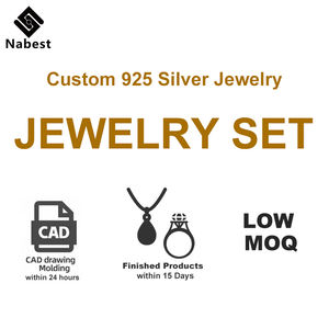 OEM/ODM Maßgefertigte <span class=keywords><strong>925</strong></span> Sterling Silber Zirkonia Moissanit Perlen Edelstein Schmucksets Halskette Armband Ohrringe Ring Hersteller - Product Image 1