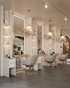 Desain Furnitur Interior <span class=keywords><strong>Salon</strong></span> Kustom Modern dengan Meja Kerja Cermin Furnitur Pajangan <span class=keywords><strong>Salon</strong></span> Fashion - Product Image 1