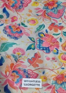 Tissu Georgette Léger Pur, Broderie Florale Numérique Artisanale Bio Exquise, Couture Ethnique Haut de Gamme - Product Image 3