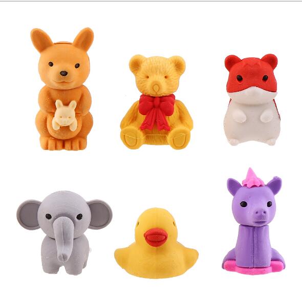 Promotional kawaii stationery school supplies gift for kids OEM owl Cute unicorn animal shape Pencil 3D Rubber