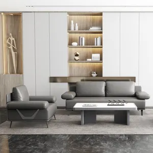 Juego de sofá con reposabrazos Rectangular gris de gama alta más vendido, sofá de ocio chino, combinación de muebles modulares modernos