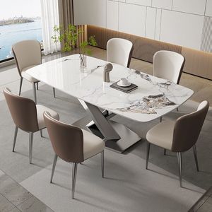 Factory-Direct Classic Rectangle Luxury <strong>Marble</strong> <strong>Top</strong> Dining Set 6/8 Seat <strong>Table</strong> and Chair for Dining Room - Product Image 5