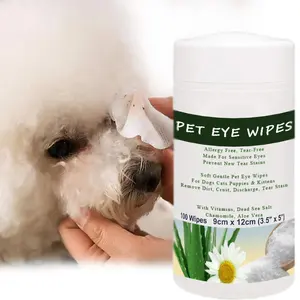 Натуральные антиаллергенные противовоспалительные влажные салфетки для домашних животных, салфетки для удаления пятен на глазах с витаминами ромашка алоэ для щенка