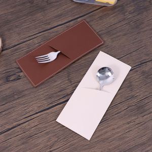 ซองใส่ช้อนส้อมมีดหนัง PU คุณภาพดี สำหรับร้านอาหาร บ้าน คาเฟ่ - Product Image 5