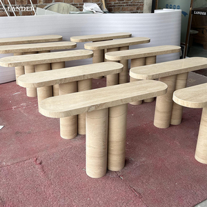 Lander Store <span class=keywords><strong>Table</strong></span> <span class=keywords><strong>console</strong></span> ovale en marbre travertin pour la maison et l'hôtel Meubles de salon <span class=keywords><strong>Table</strong></span> <span class=keywords><strong>console</strong></span> en marbre - Product Image 2