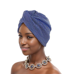 หมวกแก๊ปผ้าโพกหัวกากบาทสำหรับผู้หญิงหมวกผ้าโพกหัวสไตล์แอฟริกันหมวกสไตล์ HZM-24406สำหรับงานแต่งงานสไตล์ไนจีเรียหมวกคลุมศีรษะมุสลิม - Product Image 5