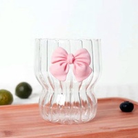 Tasse à café en verre borosilicate rose résistant à la chaleur, couleur unie, style girly, sans poignée ni couvercle, pour infusion de thé