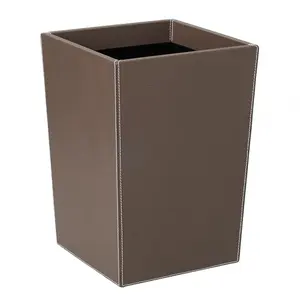 Customize PU Leather Waste Can Storage Box Garbage Basket Rubbish Bin Trash Bin