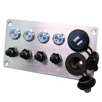 Panneau de commutateur à bascule à 4 gangues étanche avec fusible, LED rouge 12V, pour caravane, bateau, marine, avec protection par fusible USB 4,8A