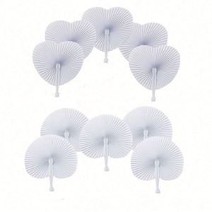 Fairy Blank White Heart Shape Folding Handheld Paper Hand Fans Plastic Handles Customized Colors DIY Painting for - Product Image 6