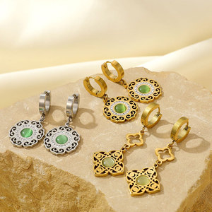 Pendientes de aro con diseño de flores vintage para mujer, estilo palaciego, joyería de acero inoxidable galvanizado retro, regalo de Navidad - Product Image 2