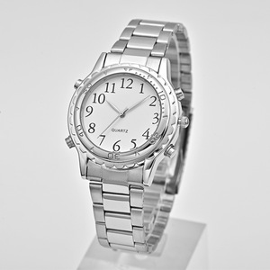 Reloj Multifuncional Analógico-Digital Parlante para Personas Ciegas, Reloj de Cuarzo para Hombre de Acero Inoxidable con Esfera de Números Árabes - Product Image 3