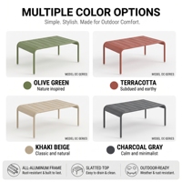 Chaise longue double contemporaine en aluminium avec plateforme à lattes et structure tubulaire lisse pour projets de terrasses de piscine de luxe