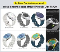 FORWELLENY 15720 Gelang Silikon Model Tali Jam Tangan dengan Pelindung Logam untuk Aksesoris Tali Jam Royal Pop
