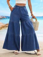 Jeans pour femmes décontractés à taille haute et coupe ample, denim d'hiver et d'été, culottes