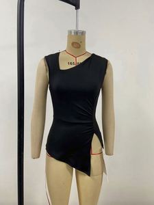 Débardeur décontracté d'été pour femme, couleur unie, sexy, sans manches, court, séchage rapide, col rond, 220g, en polyester non tissé, vente en gros - Product Image 4