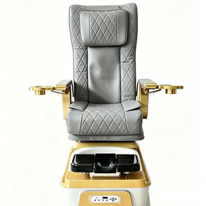 Fauteuil de pédicure massant moderne pour salon de manucure et spa, avec bain de pieds en verre coloré, fauteuil de pédicure inclinable pour institut de beauté - Product Image 2