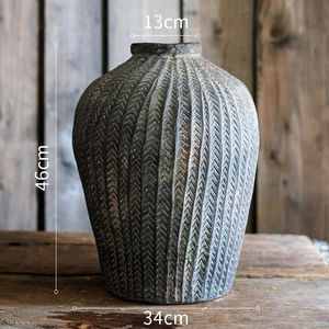 Vaso Decorativo <span class=keywords><strong>in</strong></span> Ceramica per Giardino e Casa, Ornamento Artistico <span class=keywords><strong>in</strong></span> <span class=keywords><strong>Cemento</strong></span> con Rilievi per Fiori - Product Image 6