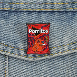 Pin de esmalte con diseño de chips de queso Porritos, divertido broche de animales para snacks, insignia de solapa, joyería, regalo para amigos - Product Image 1