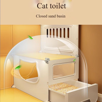 Villa moderne écologique pour chat, à un étage, 105x45x35cm, en ABS, avec toilette intégrée, cage ouverte intégrée, grand salon extra-large