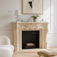 Cheminée en marbre Calacatta Viola sculptée de style victorien, design luxueux pour salon, style français