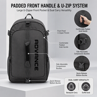 Sac à dos convertible 17 pouces avec poignée de compression et sangle de transport pour ordinateur portable, idéal pour les courts trajets