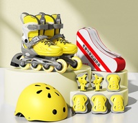 Vente en gros Patins à coque rigide en cuir PU Patins à tête de frein réglable en caoutchouc Double patins à roulettes de haute qualité