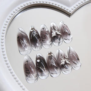 24ชิ้นเล็บที่สวมใส่ได้เล็บที่ดีแฟลชเข้มเล็บลายผีเสื้ออุปกรณ์เสริมนิ้วมือที่ถอดออกได้ - Product Image 3