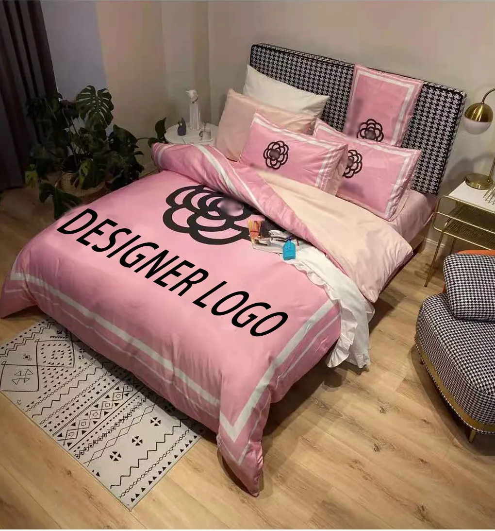 Luxury Famous Brand King Queen Size Hotel Designers Modern Bed Sheet Duvet Quilt Cover Bedding Set