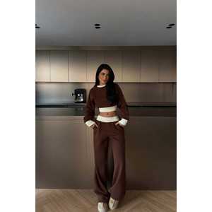 Conjunto Deportivo de 2 Piezas con Capucha, Talla Grande XL, Transpirable, Reflectante, con Logotipo Estampado, Lavado, para Invierno, Color Marrón - Product Image 4