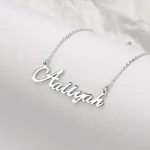 Hot Fashion Custom Unisexial English Name Necklace Female Simple Design Stainless Steel Pendant Necklace With Name For Women