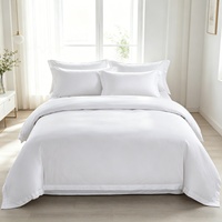Parure de lit hôtelière de luxe 4 pièces en coton égyptien 100% 400 fils/cm², drap-housse, taie d'oreiller et housse de couette toutes saisons, taille King