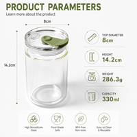 Tasse à café en verre borosilicate à double paroi de 330 ml avec couvercle en silicone pour usage au bureau, vaisselle à eau