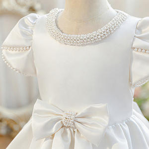Abito da <span class=keywords><strong>Damigella</strong></span> per Bambine, Stile Principessa, 26 Modelli di Alta Gamma in Stile Occidentale, Maniche a Sbuffo Color Champagne con Fiocco - Product Image 4