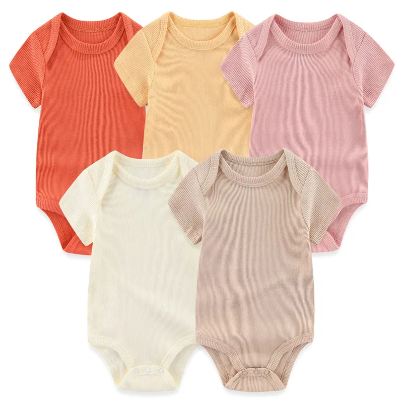 Cotton baby tights short sleeve solid color can be customized printed boys and girls short baby onesie triangle wrap dress