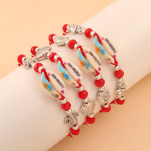 Bracelet personnalisé avec nom en lettres, coquillage, San Andres Aruba Hawaï, fait main, coloré, avec cordon en cristal, réglable, ensemble de bijoux cadeau - Product Image 3
