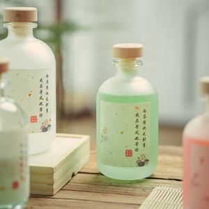 Bouteille <span class=keywords><strong>de</strong></span> liqueur en verre transparent givré avec bouchon en liège, 250ml, 375ml, 500ml - Product Image 4