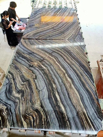 Bookmatch exotique Populaire Noir Dalles De Marbre En Bois avec des lignes d'or Poli Marbre de Forêt-Noire Pour Carrelage Mural