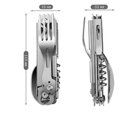 6in1 Camping En Plein Air Cuillère Fourchette Couteau Multi Fonctionnel Camping Couteau Avec Ouvre-Bouteille