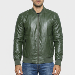 Wholesale Price Men's Winter Leather Jacket Outdoor Use Stand Collar Front Logo <b>Top</b> Selling for Sale - Product Image 1