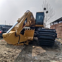 Excavatrice amphibie sur chenilles CAT320C de 20 tonnes à long bras pour dragage, avec moteur et pompe d'origine, flottante pour zones marécageuses, sûre et fiable, 330d